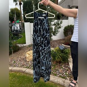 Halston Heritage Light and Dark Blue Patterned Dress